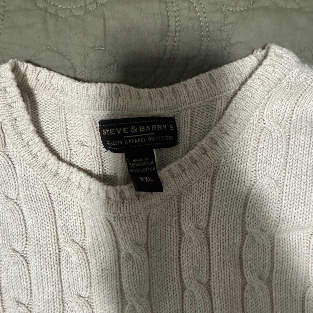Steve & Barry's Cream Cable Knit Sweater Size XXL - Picture 2 of 5